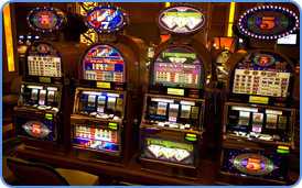 Traditional 3-reel slot machines at land-based casino