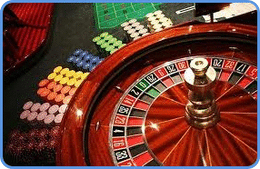 Roulette wheel and chips picture