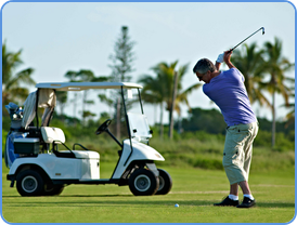 Playing the golf professional tournament